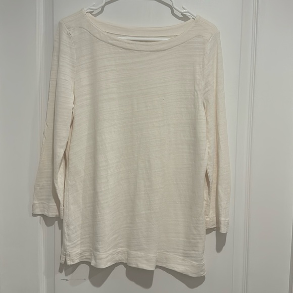 LOFT Tops - Cream Cotton 3/4 Sleeve Top | Size MP